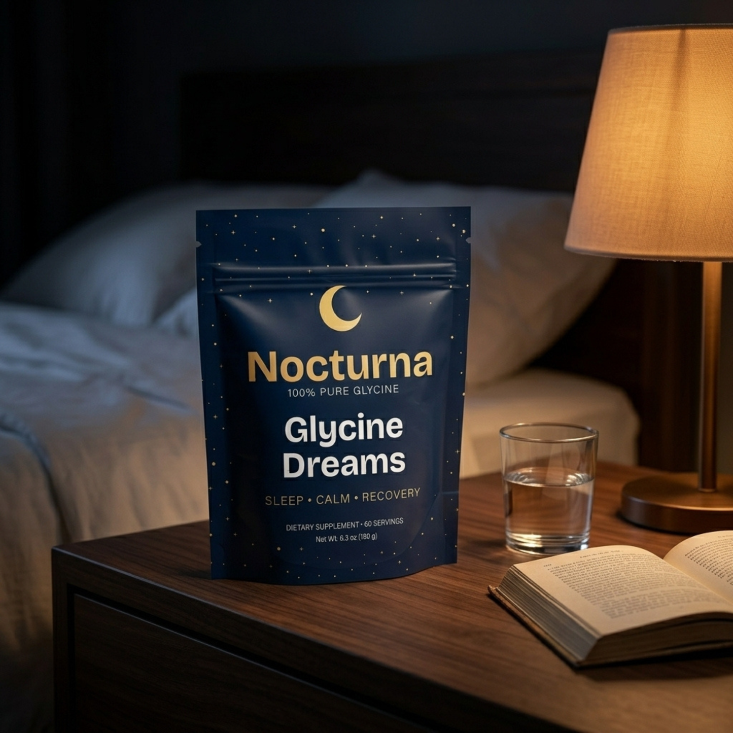 Glycine Sleep Supplement — product photo on a white background, close-up view.