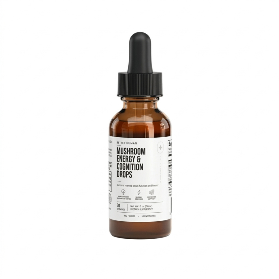 Mushroom Energy & Cognition Drops — Cordyceps & Lion's Mane, No Caffeine