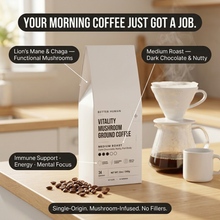 Vitality Mushroom Coffee — Lion's Mane & Chaga, Single-Origin, Medium Roast