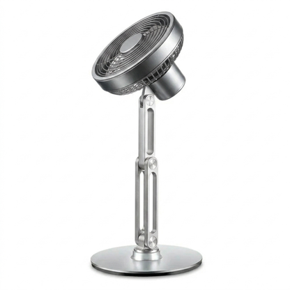 Metal Desktop Fan — Silent DC Motor, 2200mAh, 360° Tilt, 3 Speeds