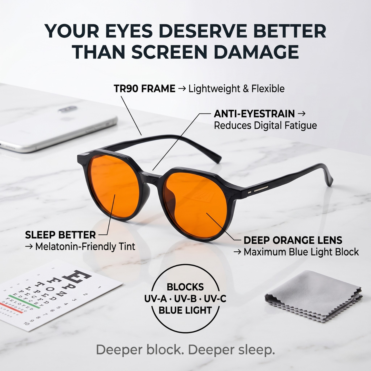 Blue Light Glasses: Transparrent Black