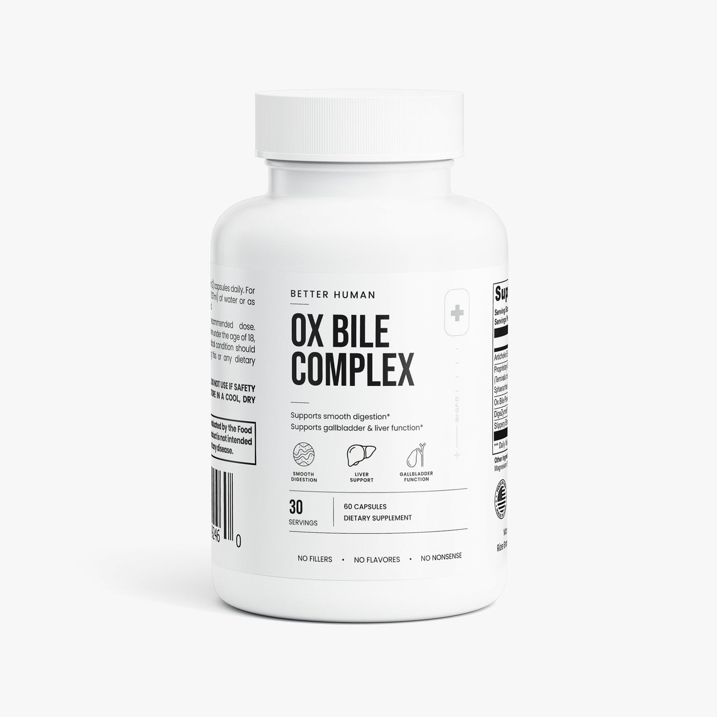 Better Human Goods Ox Bile Complex — 40% Cholic Acid, Digestive Enzyme Blend, Fat Digestion