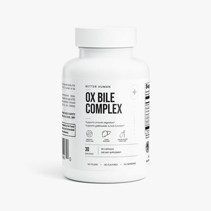 Better Human Goods Ox Bile Complex — 40% Cholic Acid, Digestive Enzyme Blend, Fat Digestion