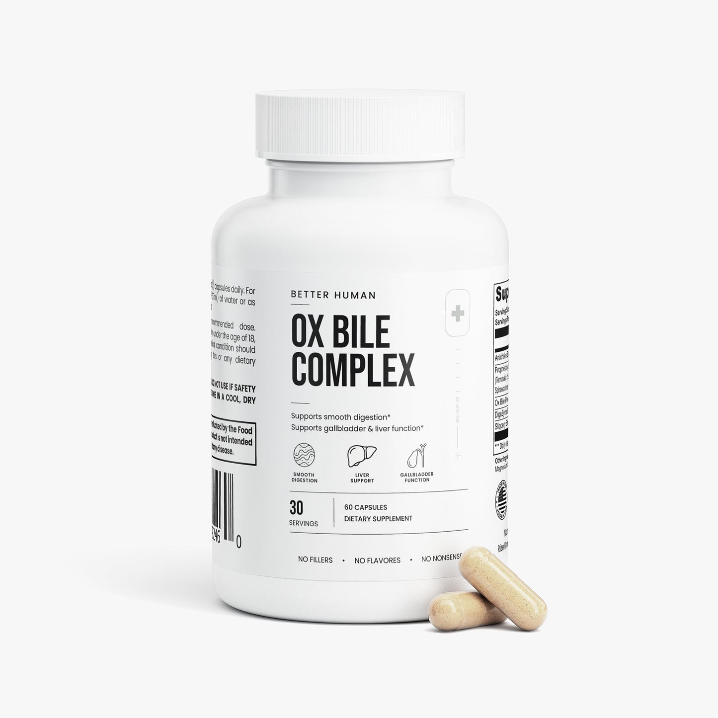 Better Human Goods Ox Bile Complex — 40% Cholic Acid, Digestive Enzyme Blend, Fat Digestion