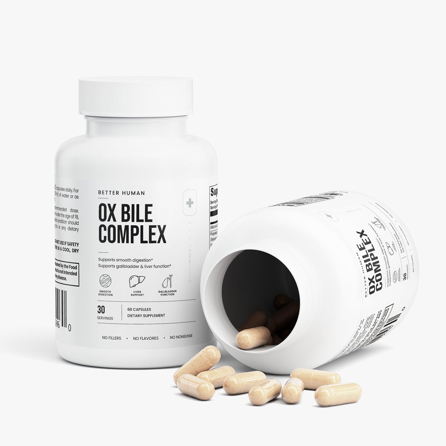 Better Human Goods Ox Bile Complex — 40% Cholic Acid, Digestive Enzyme Blend, Fat Digestion