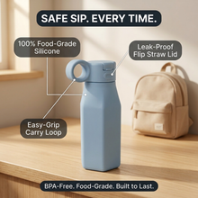 Kids Silicone Water Bottle — 100% Food-Grade, BPA-Free & Leak-Proof