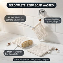 Soap Saver Pouch — 3-Pack, Extends Bar Soap Life, Woven Mesh