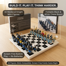 Building Block Chess Set — Screen-Free, 32 Medieval Knight Figures