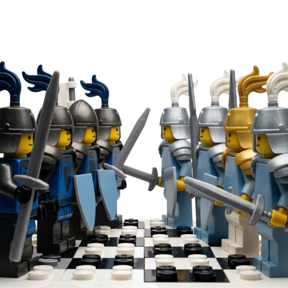 Building Block Chess Set — Screen-Free, 32 Medieval Knight Figures