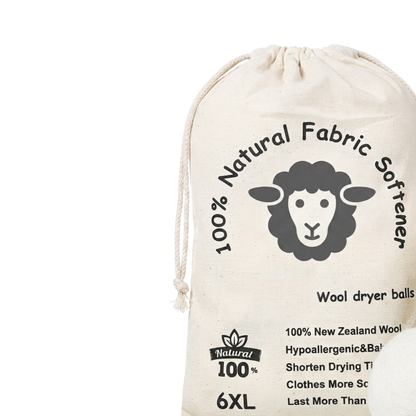 XL Wool Dryer Balls — 100% New Zealand Wool, Chemical-Free, 6-Pack