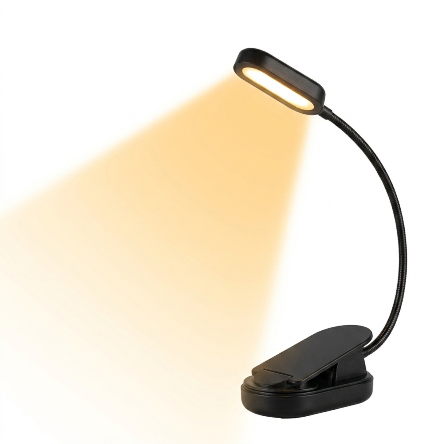 Clip-On Amber Reading Light — Eye-Care, 360° Gooseneck, Warm LED, USB Powered