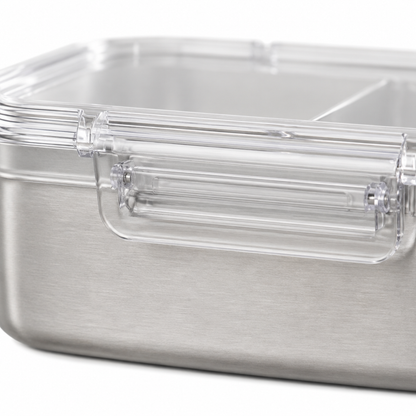 Stainless Steel Food Container — Plastic-Free, Clear See-Through Lid