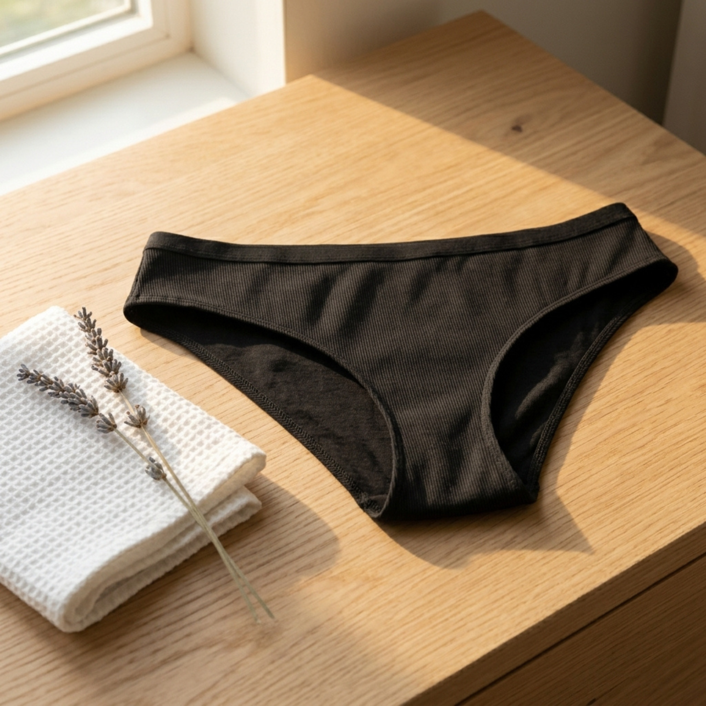 Women's Ribbed Low-Rise Bikini — Flat Waistband, All-Day Comfort