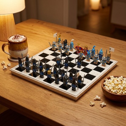 Building Block Chess Set — Screen-Free, 32 Medieval Knight Figures