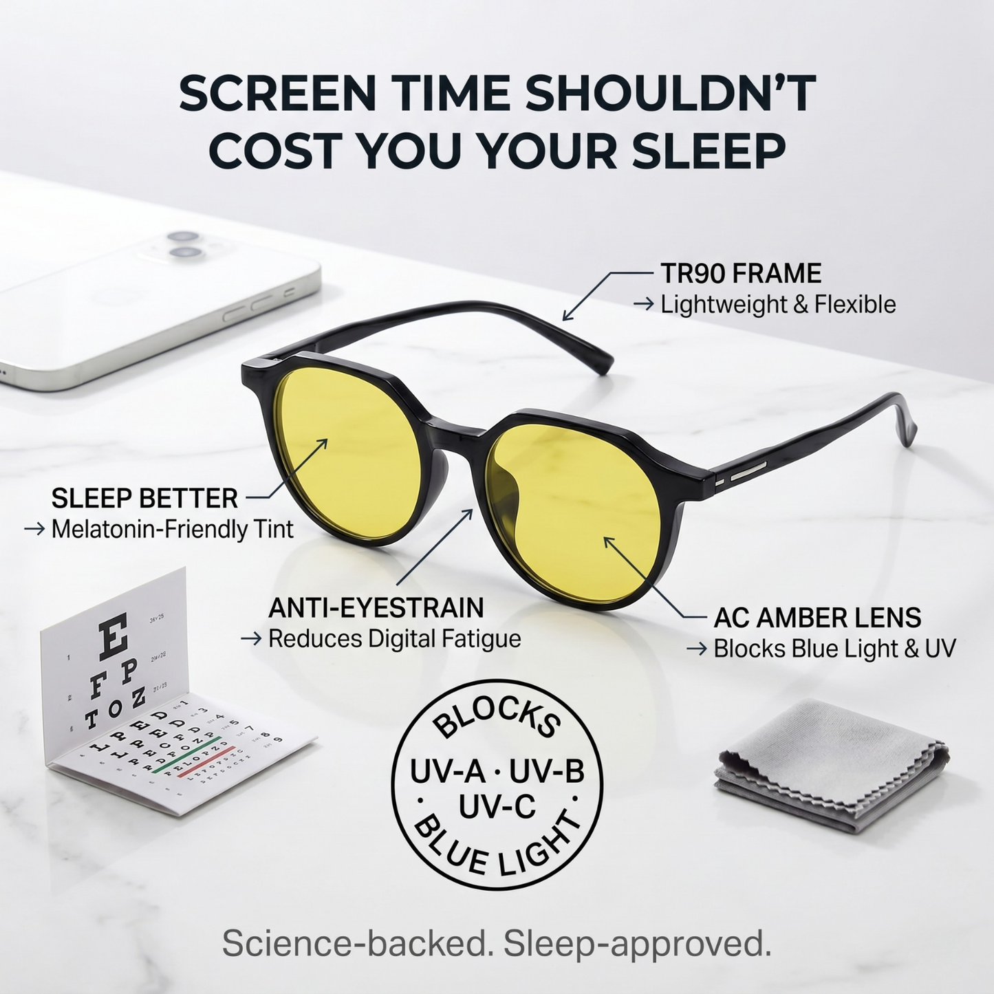 Blue Light Glasses: Transparrent Black