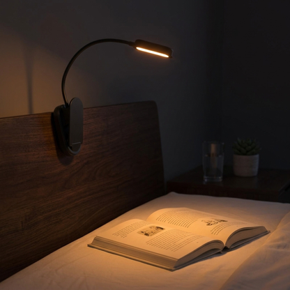 Clip-On Amber Reading Light — Eye-Care, 360° Gooseneck, Warm LED, USB Powered