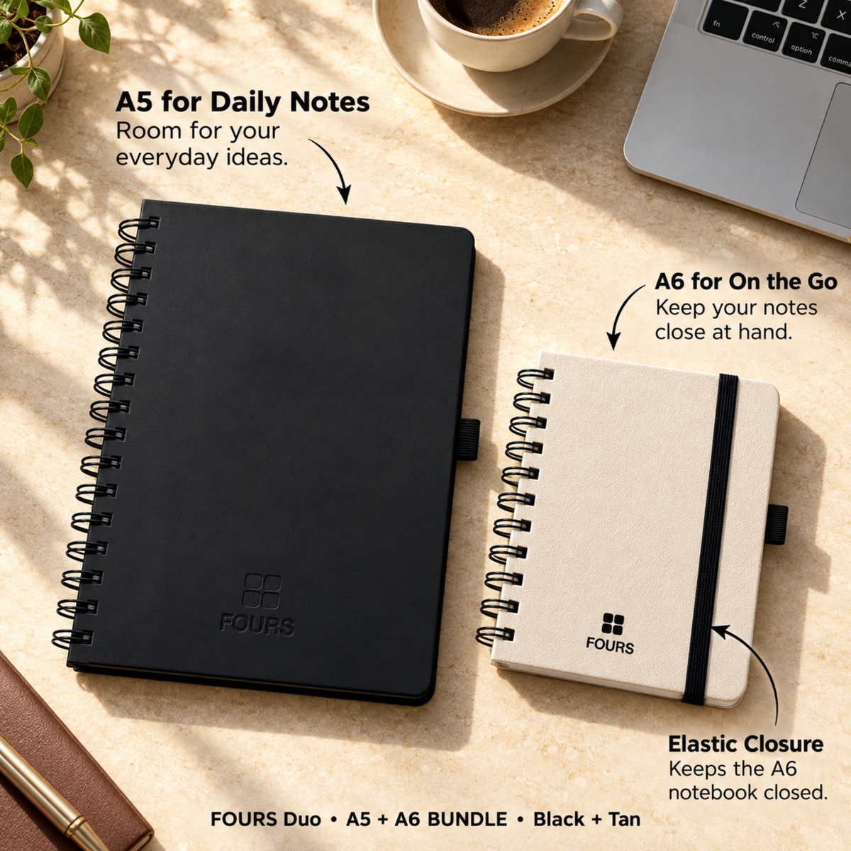 FOURS Notebooks — A5 Daily, A6 Pocket & Duo Bundle