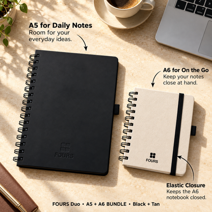 FOURS Notebooks — A5 Daily, A6 Pocket & Duo Bundle