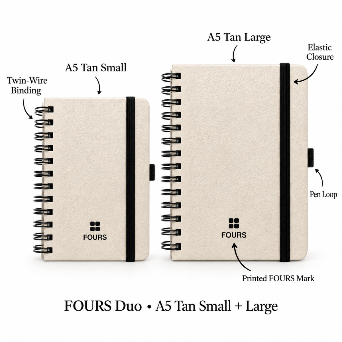 FOURS Notebooks — A5 Daily, A6 Pocket & Duo Bundle