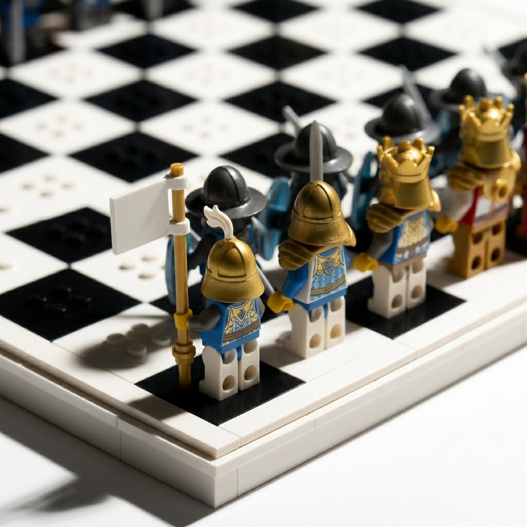Building Block Chess Set — Screen-Free, 32 Medieval Knight Figures