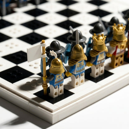Building Block Chess Set — Screen-Free, 32 Medieval Knight Figures
