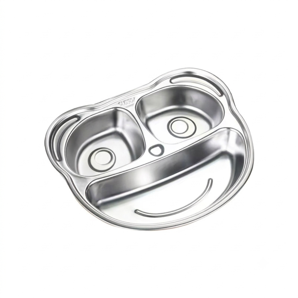 Steely Kids Divided Plate Bear Shape Food Grade Stainless Steel