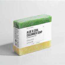 Aloe & Cucumber Soap, front view product photo on a white background.