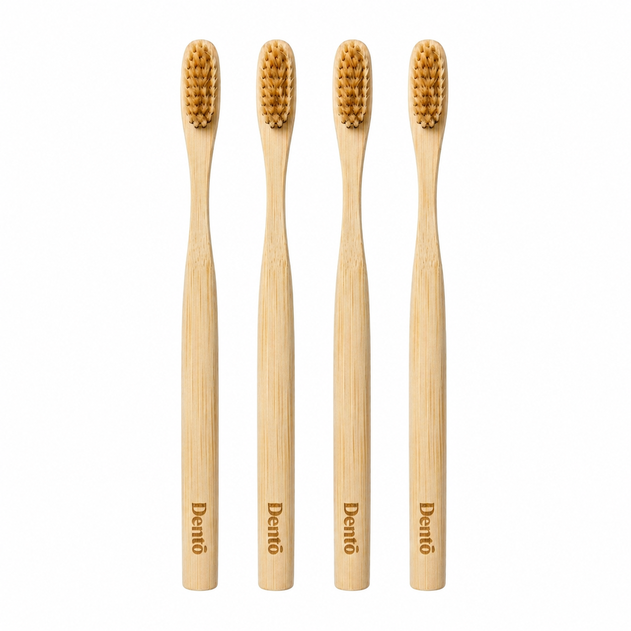 Boar Bristle Toothbrush — 4-Pack, feature highlight showing natural keratin, plastic-free bristles, and no nylon.