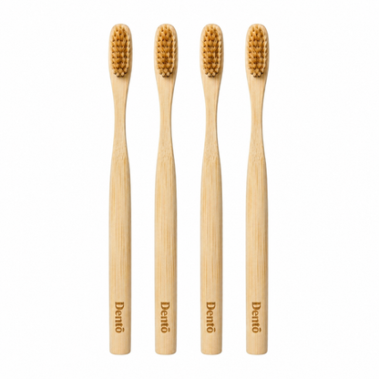 Boar Bristle Toothbrush — 4-Pack, feature highlight showing natural keratin, plastic-free bristles, and no nylon.