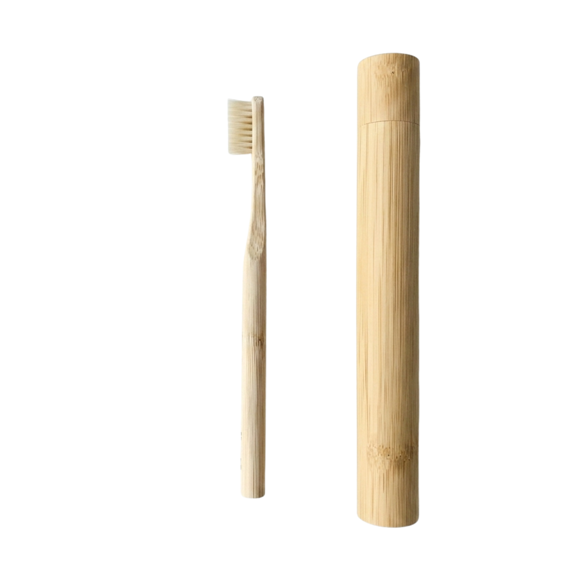 Boar Bristle Toothbrush — Single + Travel Case, feature highlight showing natural keratin, plastic-free bristles, and no nylon.