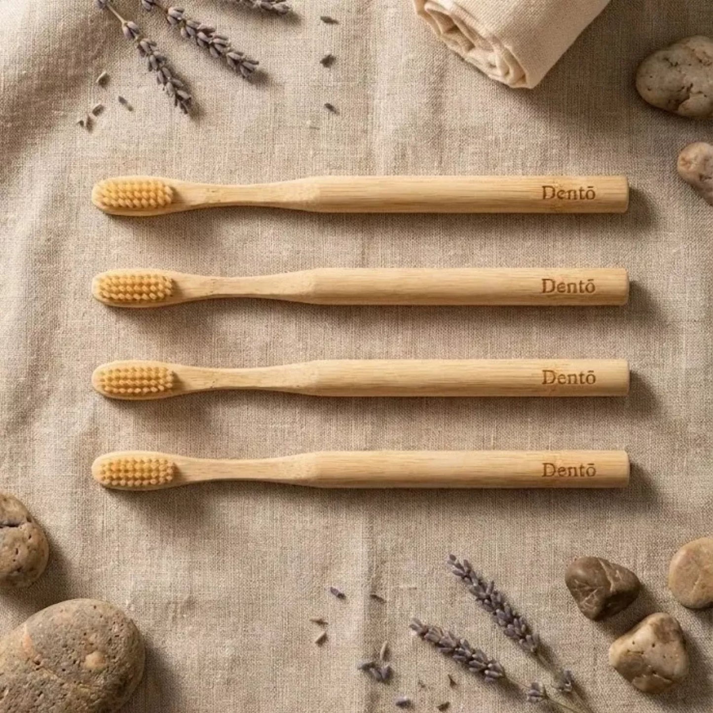 Boar Bristle Toothbrush — 4-Pack, product photo on a white background.