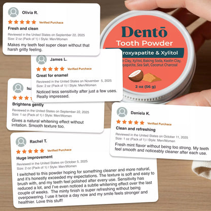 Remineralizing Tooth Powder — product photo on a white background, back view.