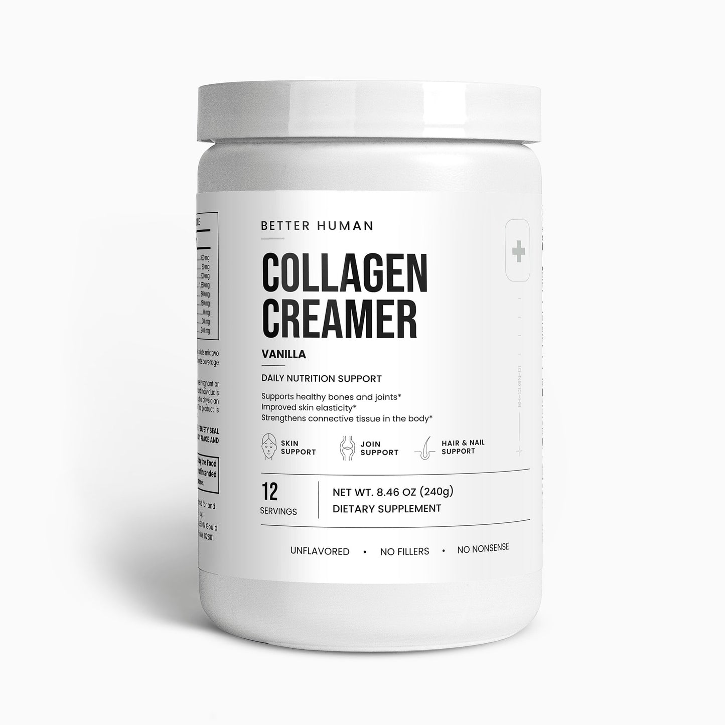Grass-Fed Collagen Creamer — Vanilla, front view product photo on a white background.