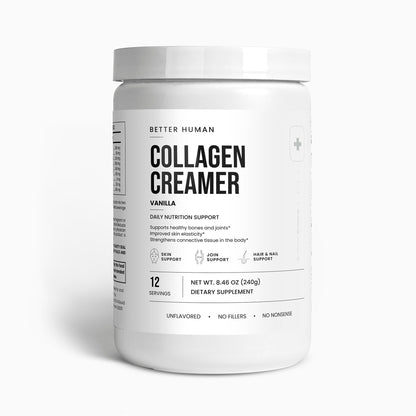 Grass-Fed Collagen Creamer — Vanilla, front view product photo on a white background.