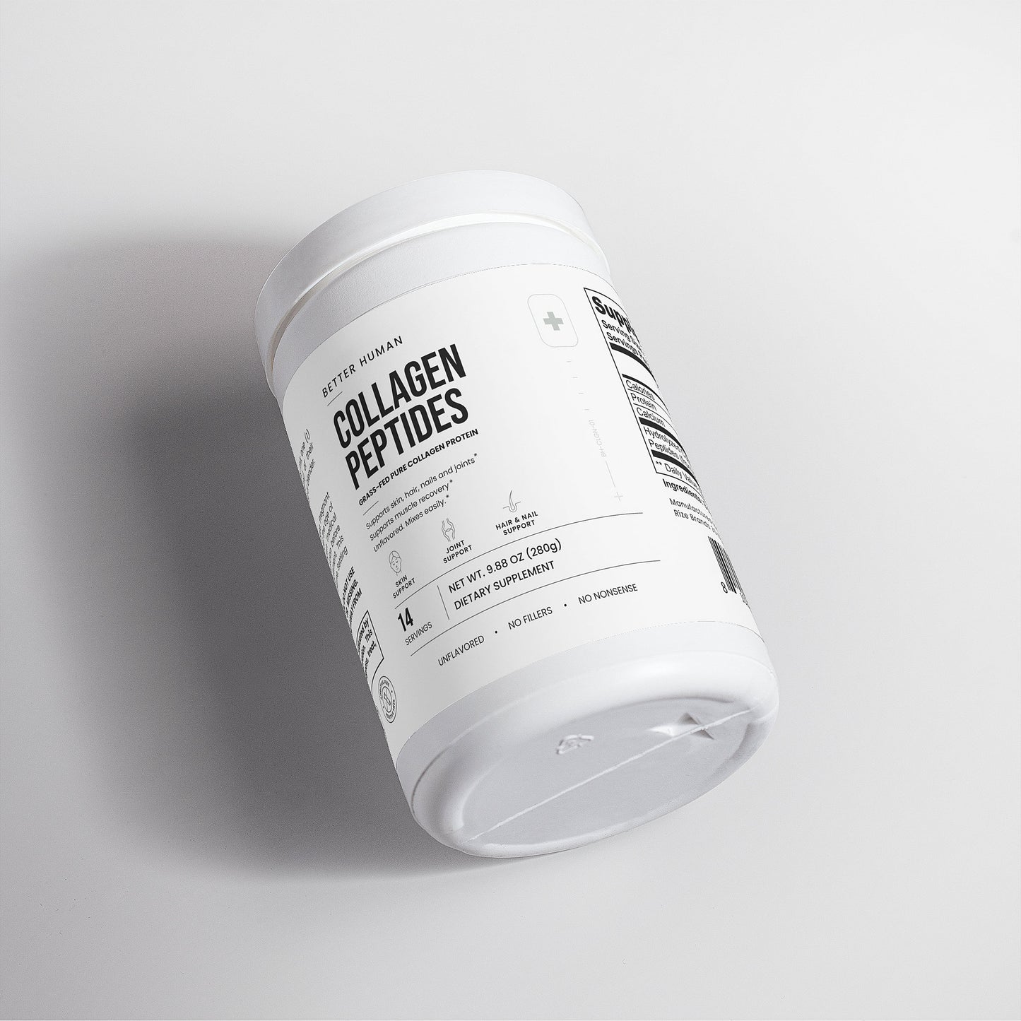 Grass-Fed Collagen Peptides — Unflavored, back label product photo on a white background.