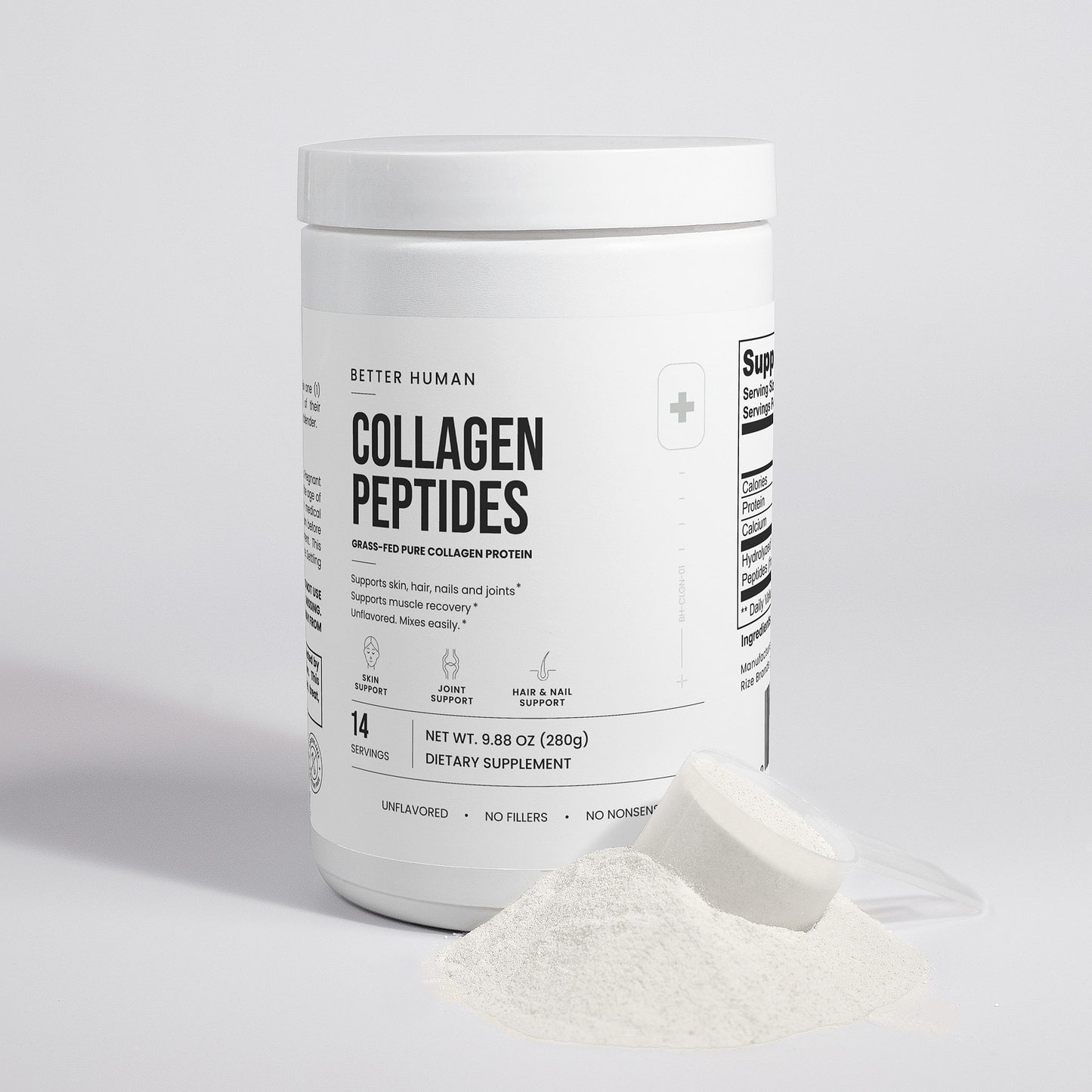 Grass-Fed Collagen Peptides — Unflavored, angled product photo on a white background.