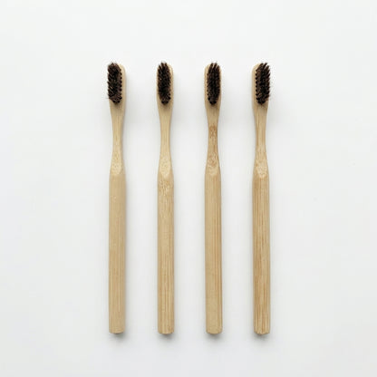 Horsehair Toothbrush 4-Pack — full set shown together, flatlay arrangement on a white background.