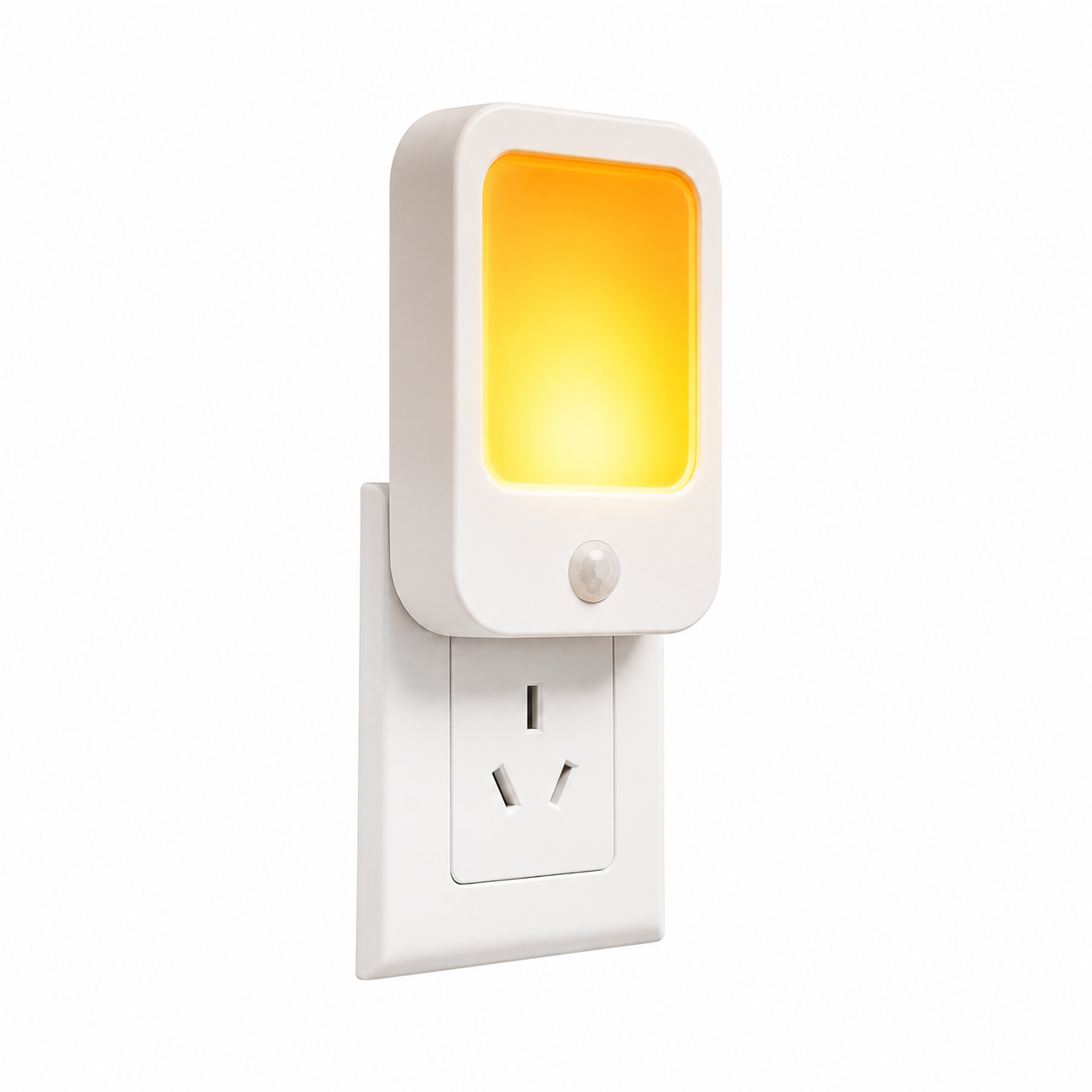 Motion Sensor Amber Night Light — Zero Blue Light, 1600K, Auto On/Off, Plug-In