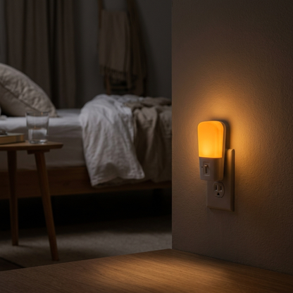Amber & Red LED Night Light — product photo on a white background, angle view.