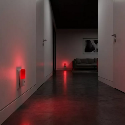 Amber & Red LED Night Light — Red, product photo on a white background, back view.