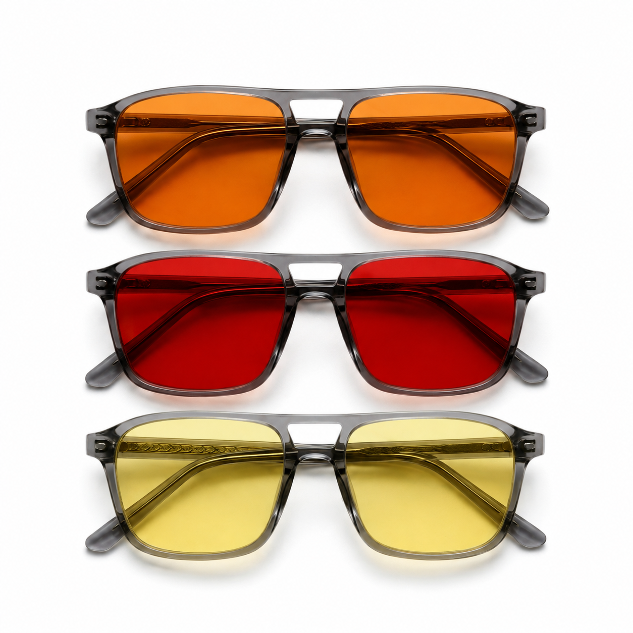 Blue Light Blocking Glasses — Atlas, full set shown together with all 3 lenses.