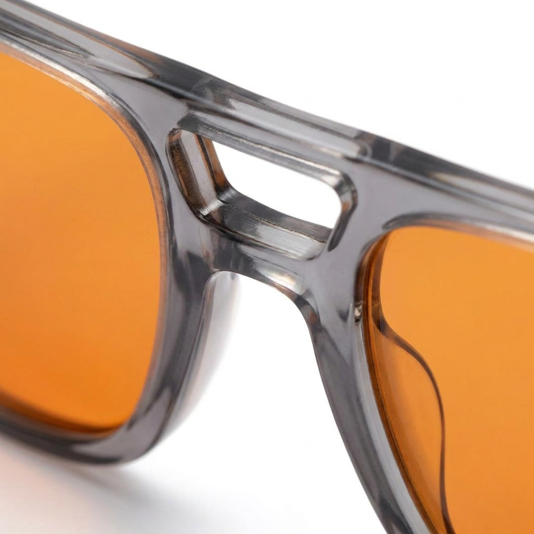 Blue Light Blocking Glasses — Atlas, Orange Lens, product photo on a white background, front view.