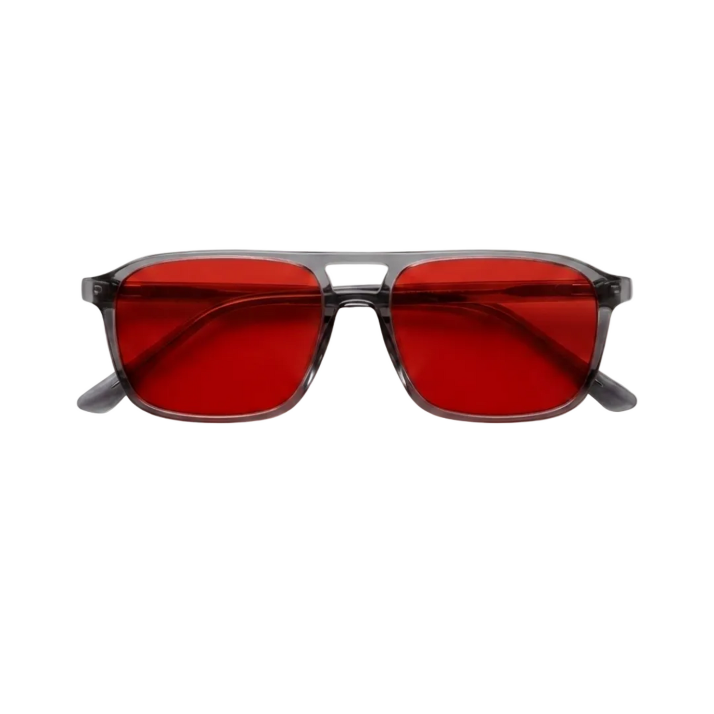 Blue Light Blocking Glasses — Atlas, Red Lens, product photo on a white background.