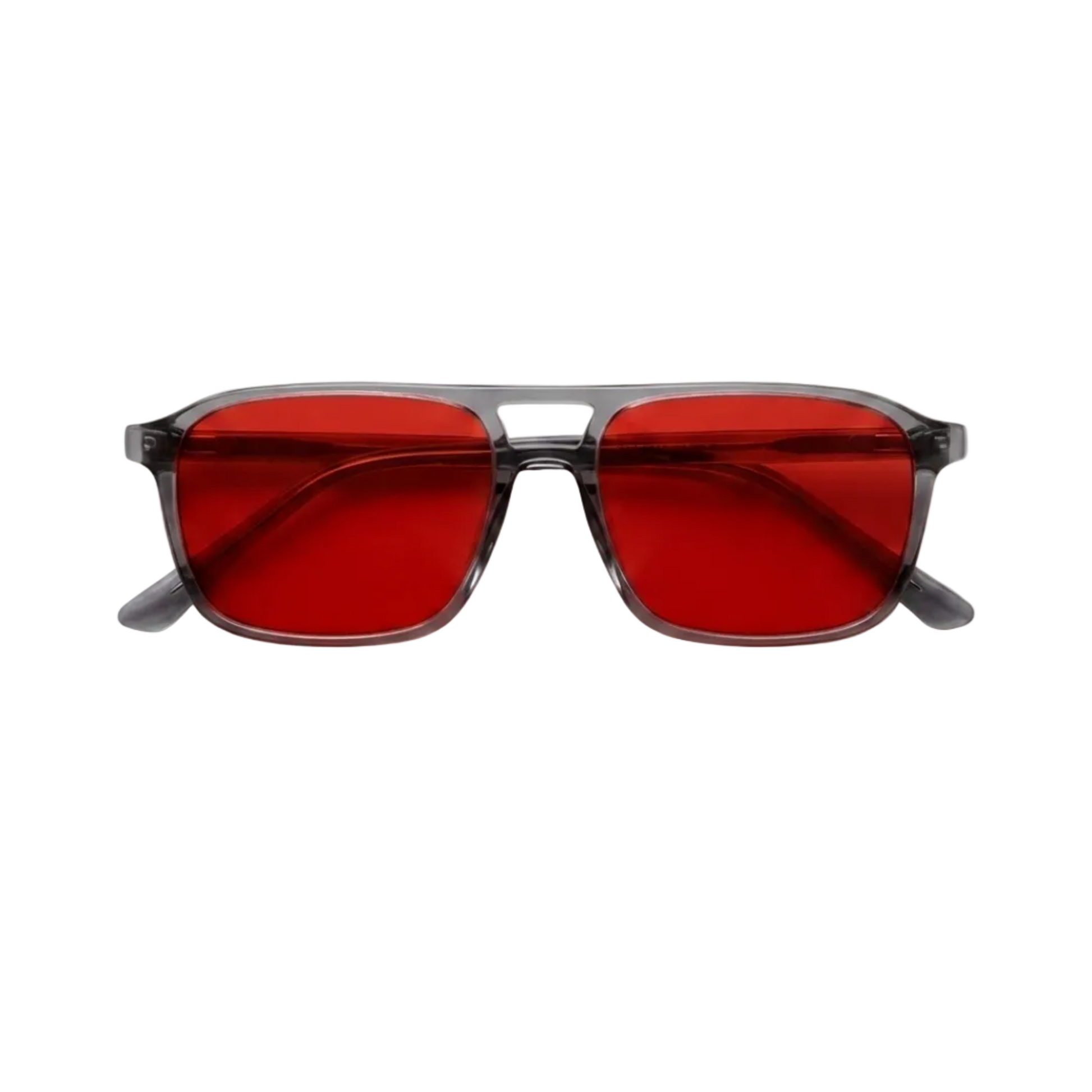 Blue Light Blocking Glasses — Atlas, Red Lens, product photo on a white background.
