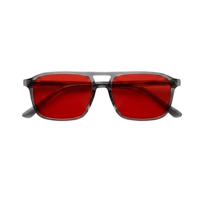 Blue Light Blocking Glasses — Atlas, Red Lens, product photo on a white background.