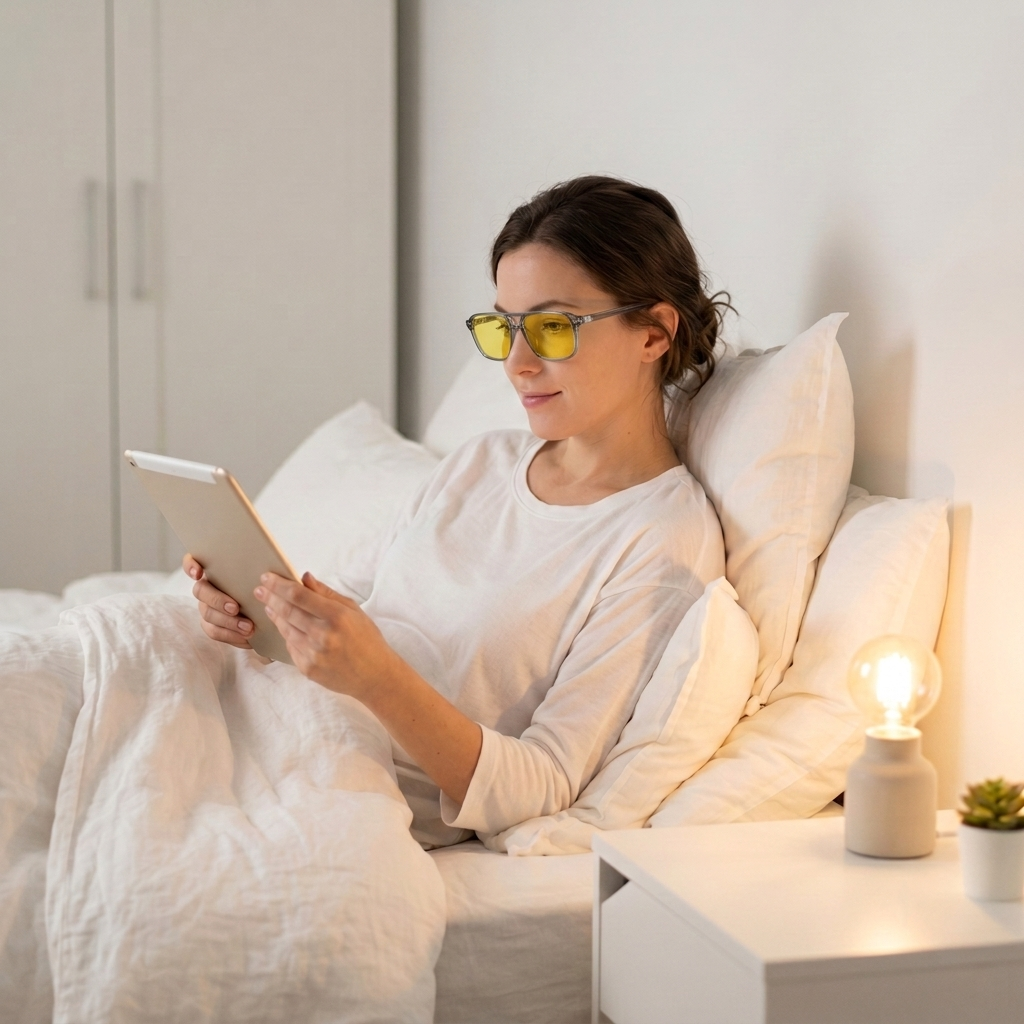 Blue Light Blocking Glasses — Atlas, Yellow Lens, product photo on a white background, front view.