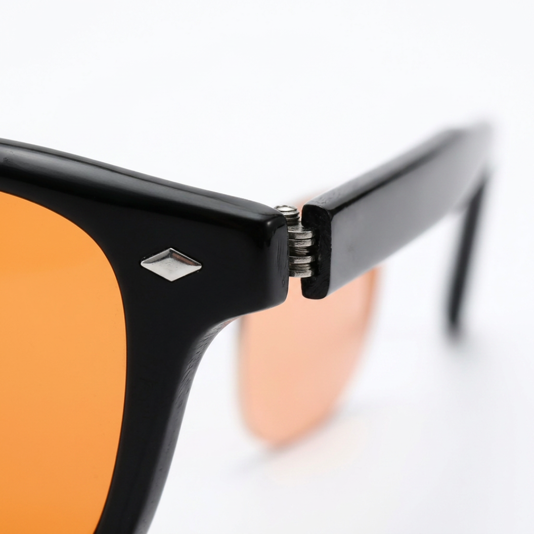 Blue Light Blocking Glasses — Dawn, Orange Lens, side view product photo on a white background.