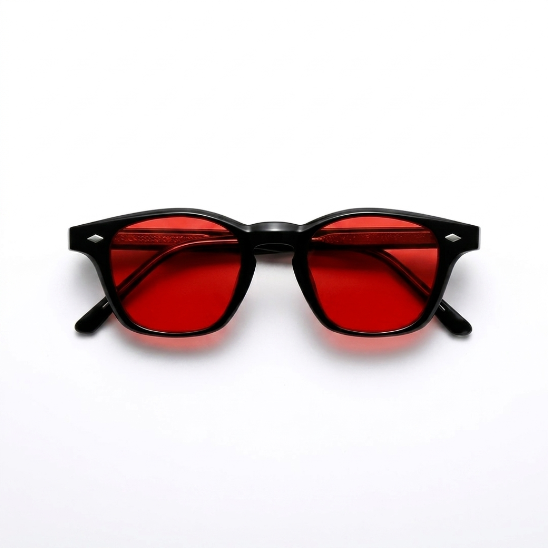 Blue Light Blocking Glasses — Dawn, Red Lens, product photo on a white background.