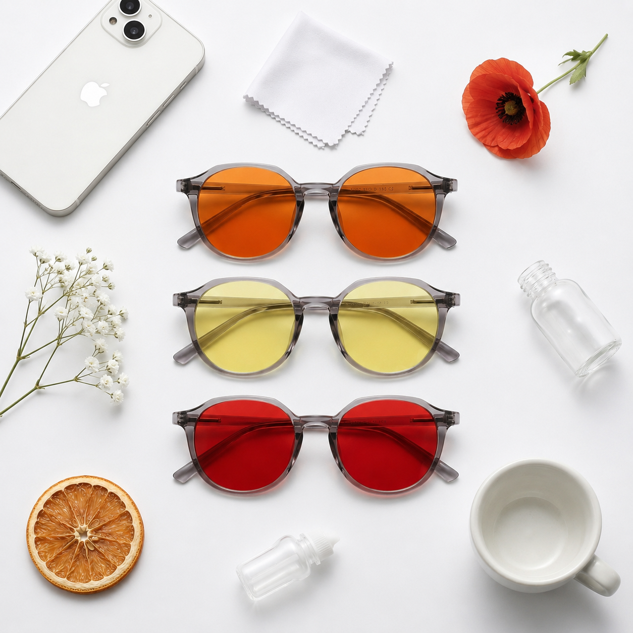 Blue Light Blocking Glasses — Luna, Bundle with all 3 lenses shown together.