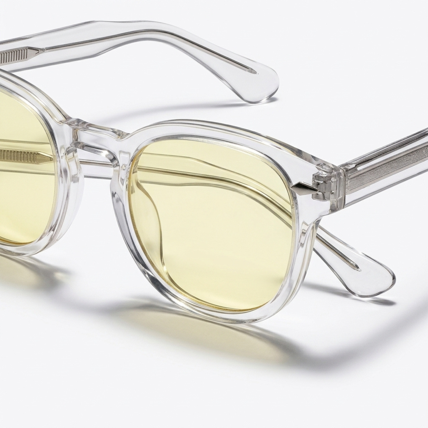 Litez Simple Blue Light Blocking Glasses — close-up detail view of the oval, full-rim clear frame.